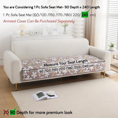 Printed Quilted Sofa Cover Mats, Pastel Brown Sandwort Flower