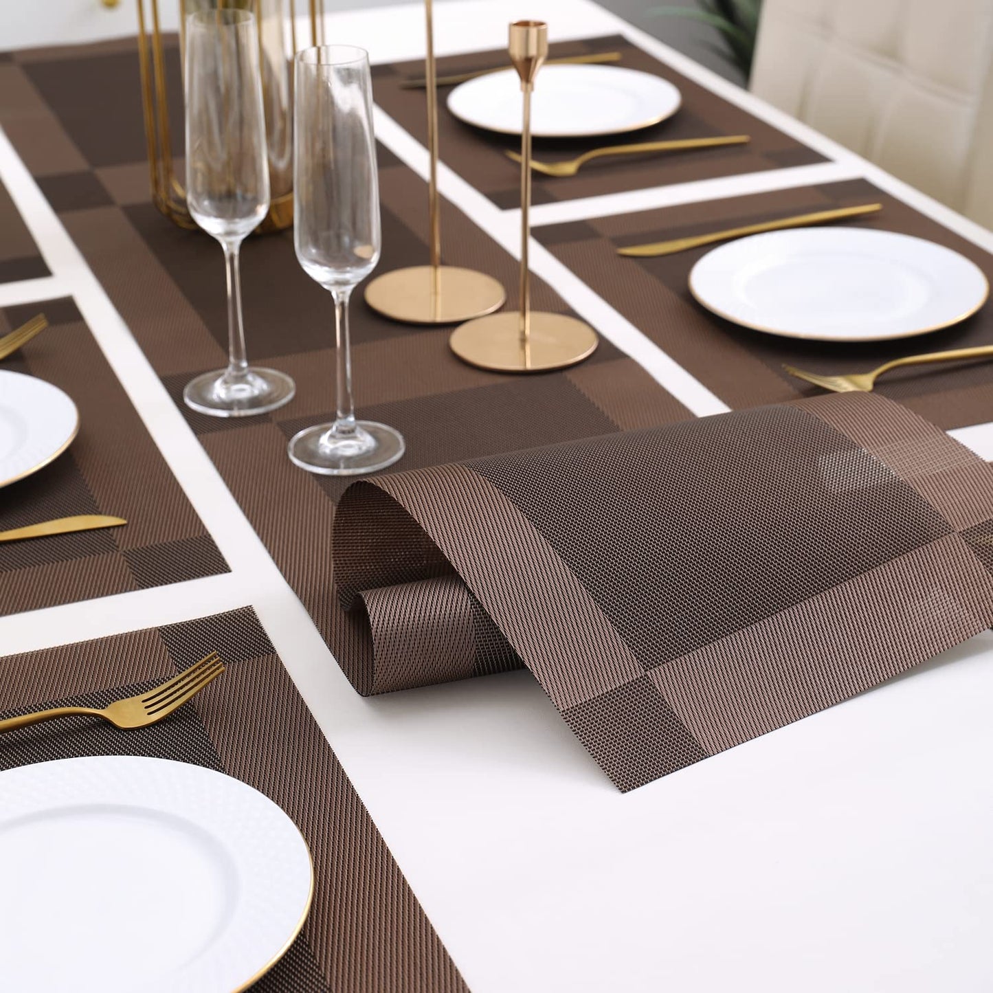 PVC Dining Table Mats, Dark Brown