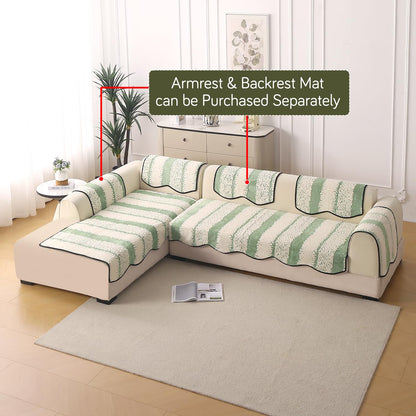 Luxury Wavy Mat with Anti Slip Backing  L Shape Sofa Cover Seat Mat - Pistachio Green