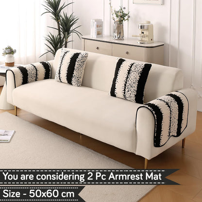 Luxury Wavy Anti Slip Plush Sofa Cover Mat, Black