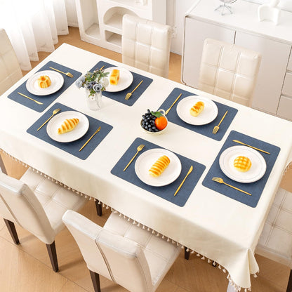 Modern Weaves Royal Luxe Faux Leather Mats for Dining Table - Navy Blue