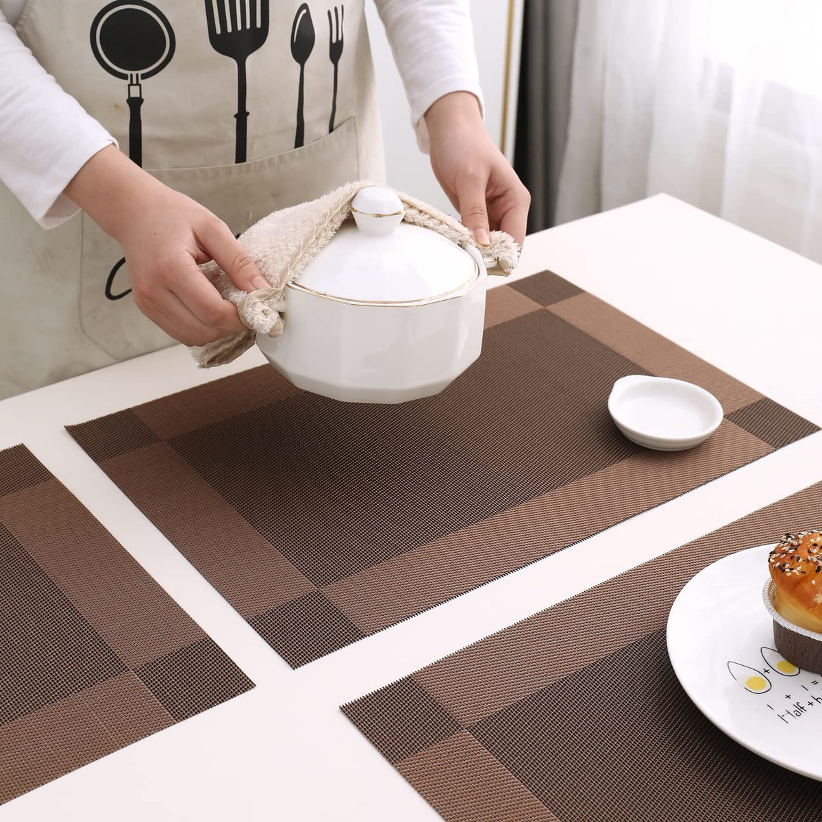PVC Dining Table Mats, Dark Brown