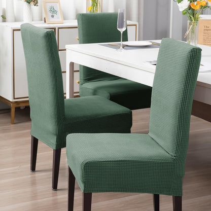 HOKIPO 200 GSM Jacquard Set of 1/2/4/6 Dining Chair Cover, Green