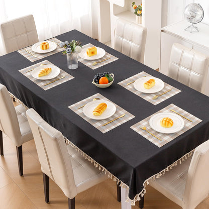 Classic Checks PVC Washable Mats for Dining Table - Stone Brown