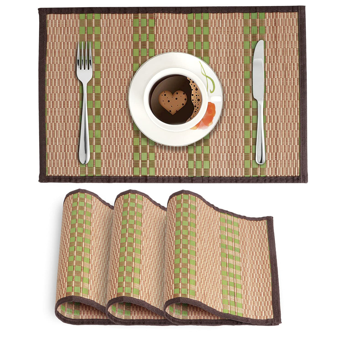 Heat Resistant Bamboo Dinner Mats, Green