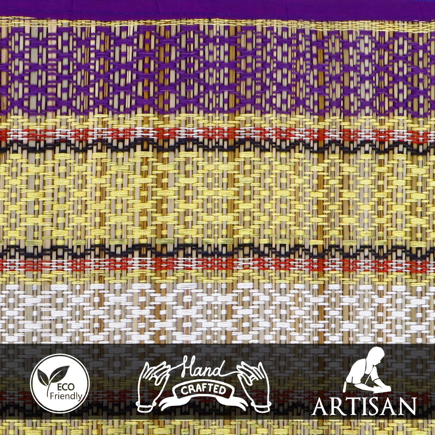 Handmade Madurkathi River Grass Dining Table Mats, Purple