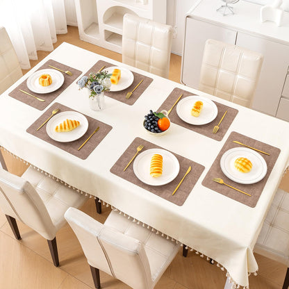 Modern Weaves Royal Luxe Faux Leather Mats for Dining Table - Cocoa Brown