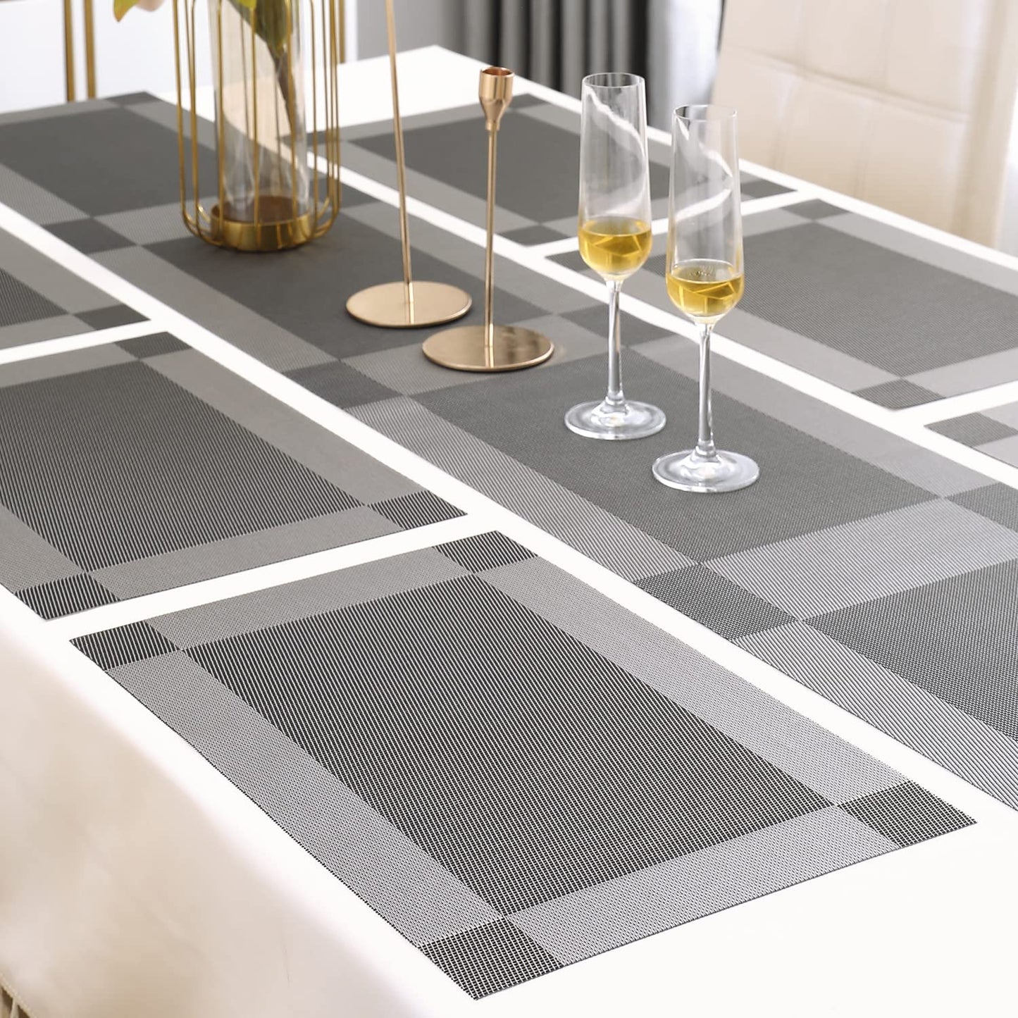 PVC Dining Table Mats, Dark Grey