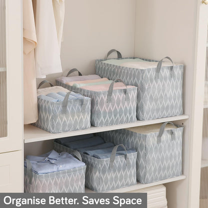 Foldable Wardrobe Storage Basket | Non-Woven Bin with Metal Frame & Handles