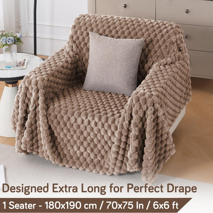 Luxury Rabbit Wool Plush Sofa Throw, Canvas Brown