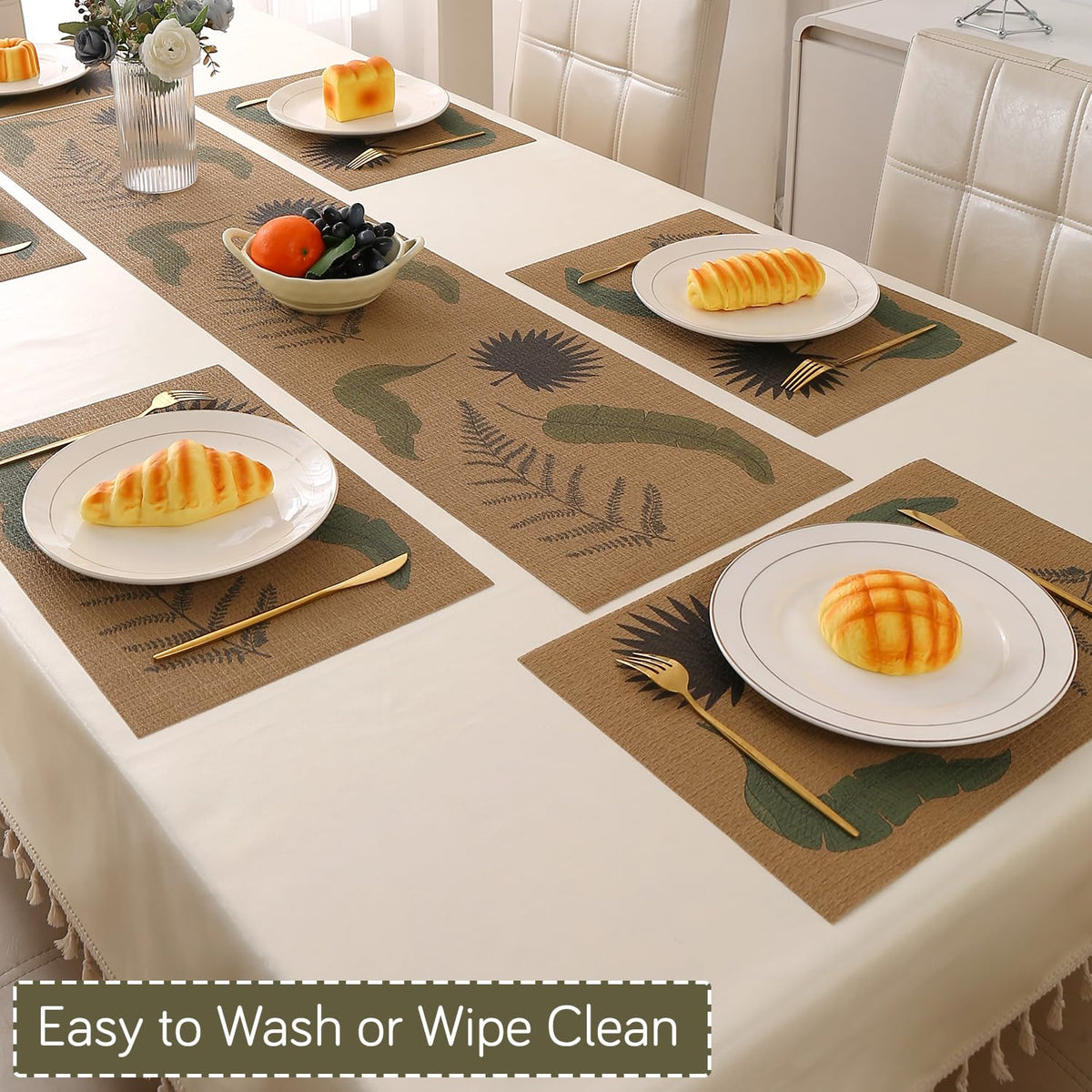 Botanical Tropic PVC Mats for Dining Table - Fern Fronds