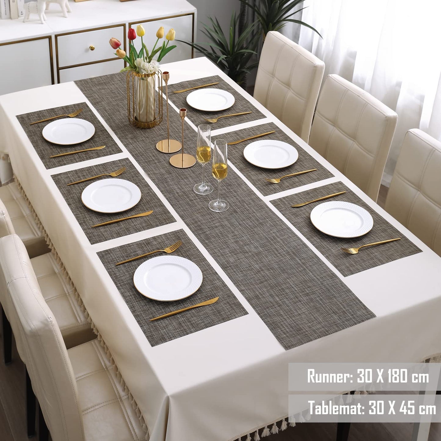 PVC Dining Table Mats, Ash Grey