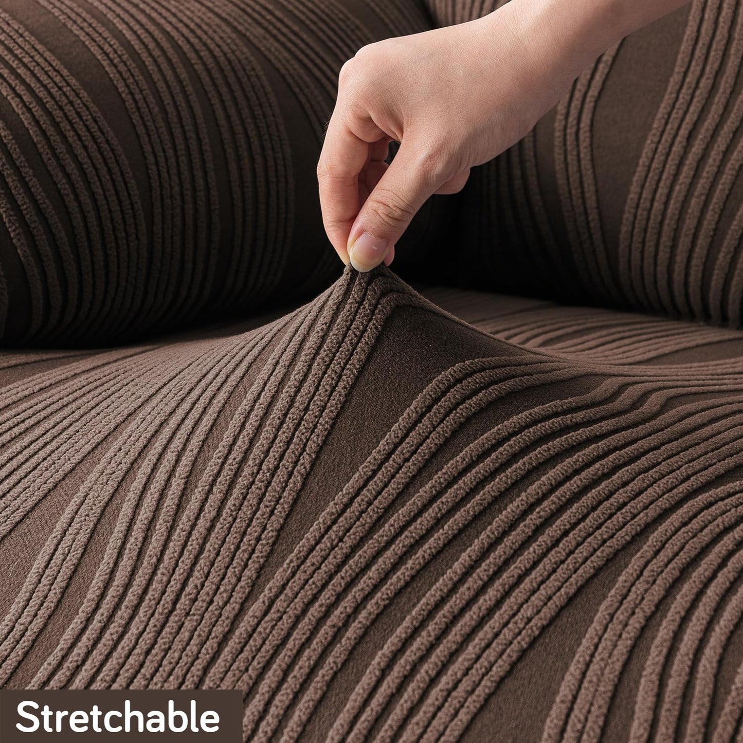 Buy chocolate brown colour Elastic stretchable nestiva series knitting jacquard sofa cover​s