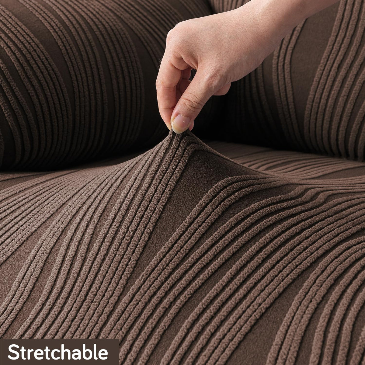 Buy chocolate brown colour Elastic stretchable nestiva series knitting jacquard sofa cover​s