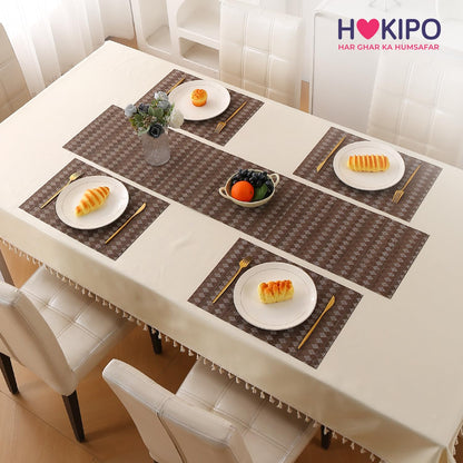 RhombusEcho Washable PVC Mats for Dining Table - Taupe Brown