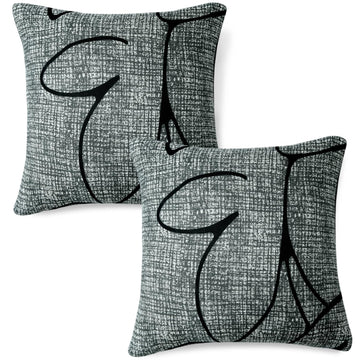 Cute Grey Abstract Floral print square pillow covers online
