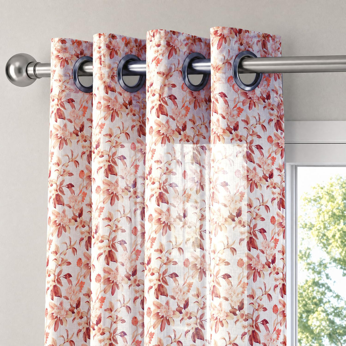 HOKIPO Petal Mist Sheer Eyelet Curtains, 7 Feet Long - Rose Blossoms - image 6