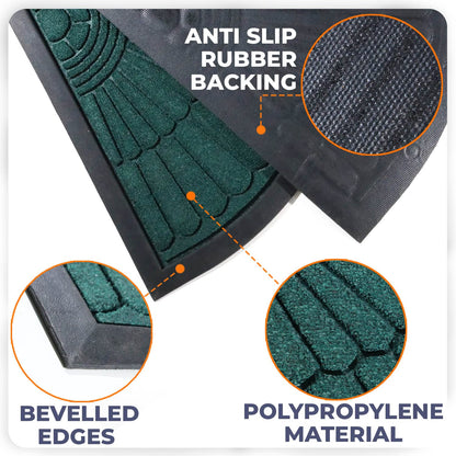 45X75cm Polypropylene Outdoor mat Half Circle Pattern for Entrance Doormat, Welcome mat, Green
