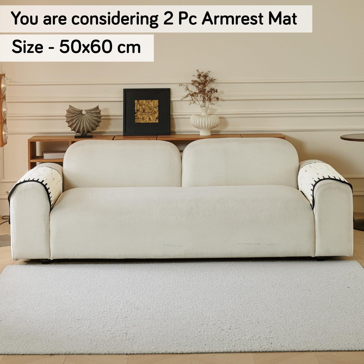 Premium Supple Soft Wavy Sofa Cover Mat, Off White
