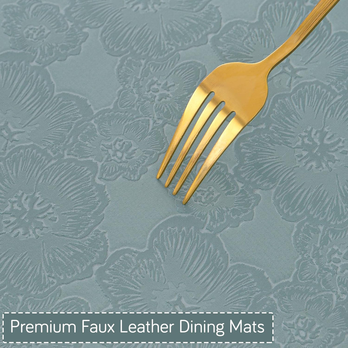 Florista Blush Royal Luxe Faux Leather Mats for Dining Table - Spirit Blue