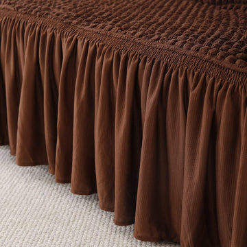 Dark Brown Elastic Turkish Bubble frill beautiful sofa ke cover