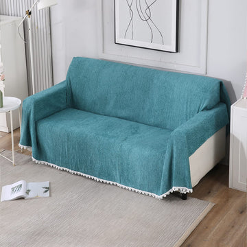 Blue colour chenille sofa throw cover
