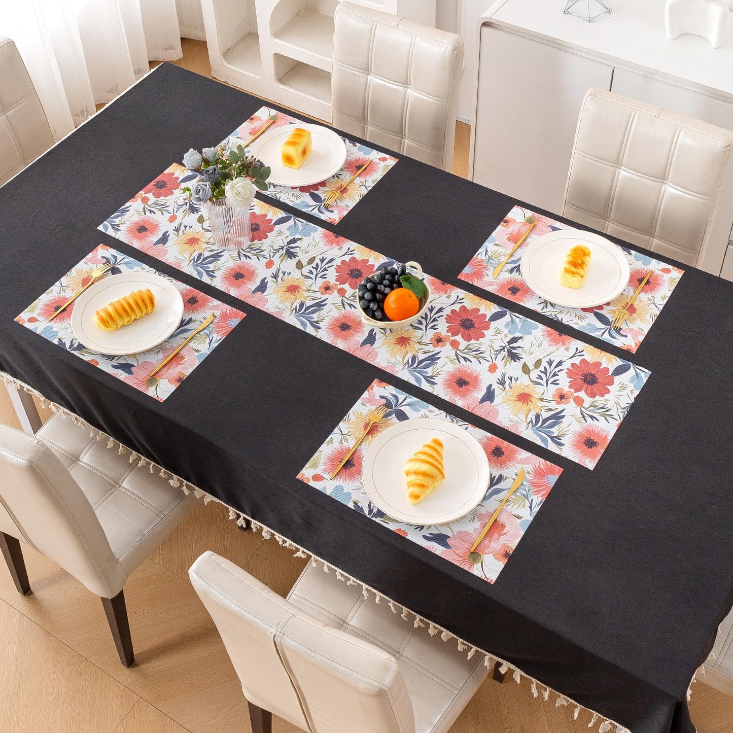 Artistic Flora PVC Washable Mats for Dining Table - Chrysanthemum