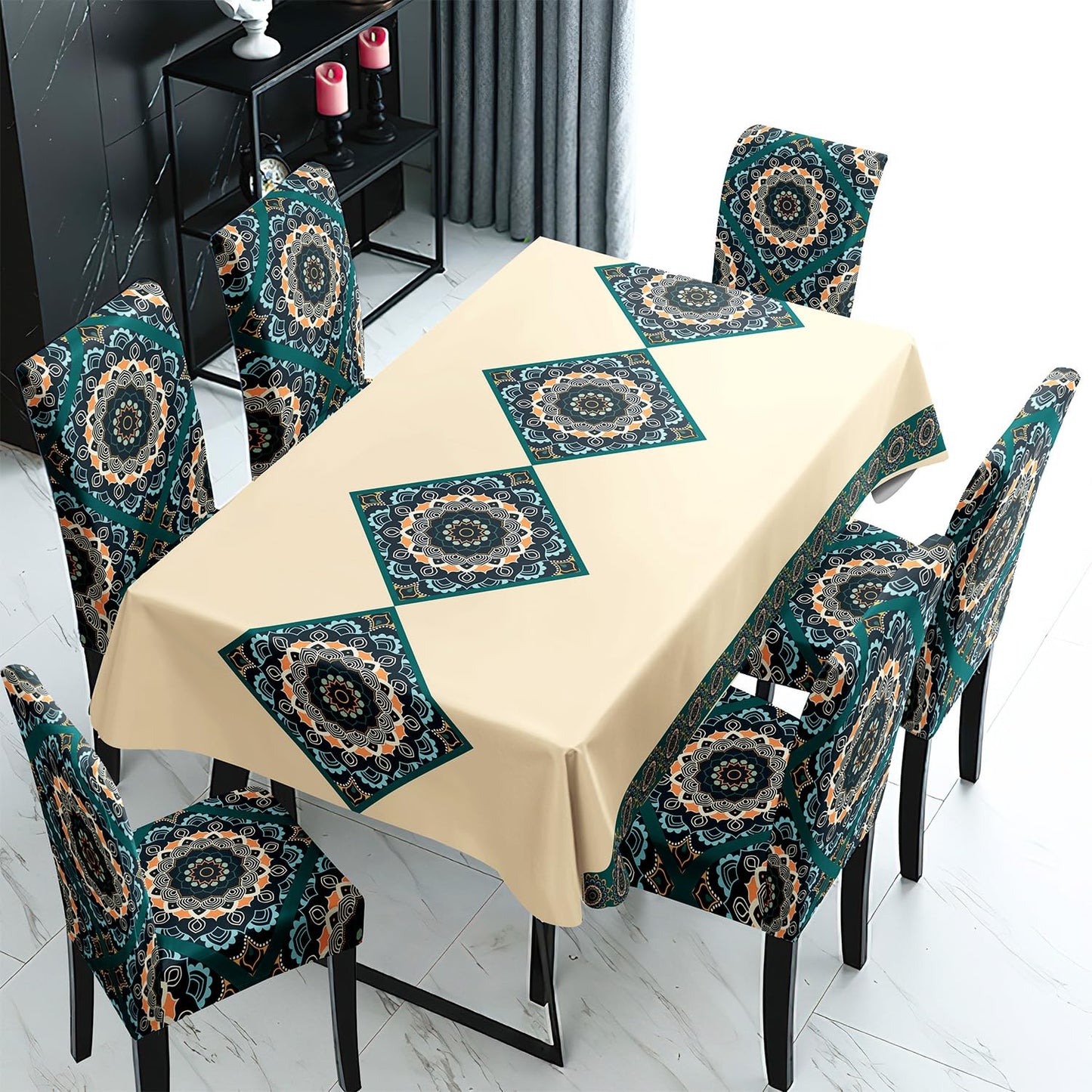 Buff Brown Dining Set Cover | 4/6 Seater