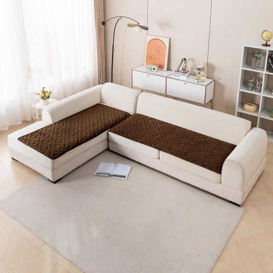Velvet Maze Premium L Shape Sofa Cover Seat Mat, Dark Brown