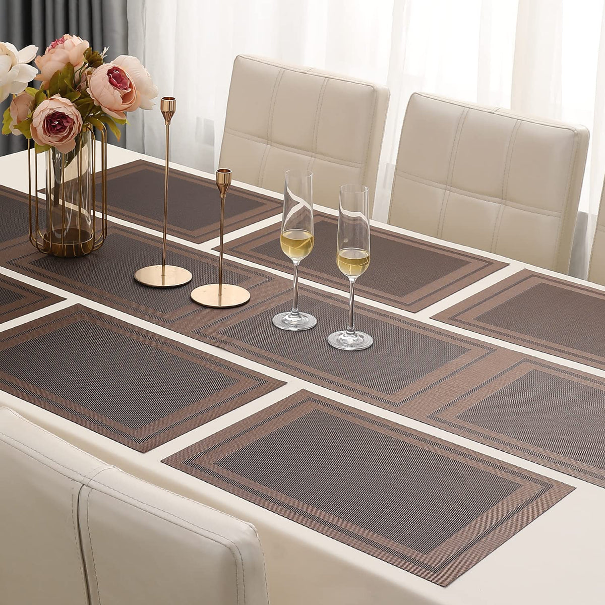 PVC Dining Table Mats, Copper Brown