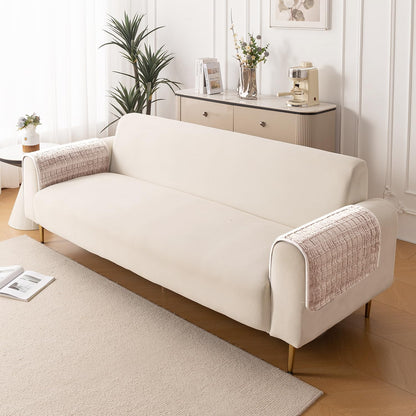 Premium Plush Anti Slip Sofa Cover Mat, Beige