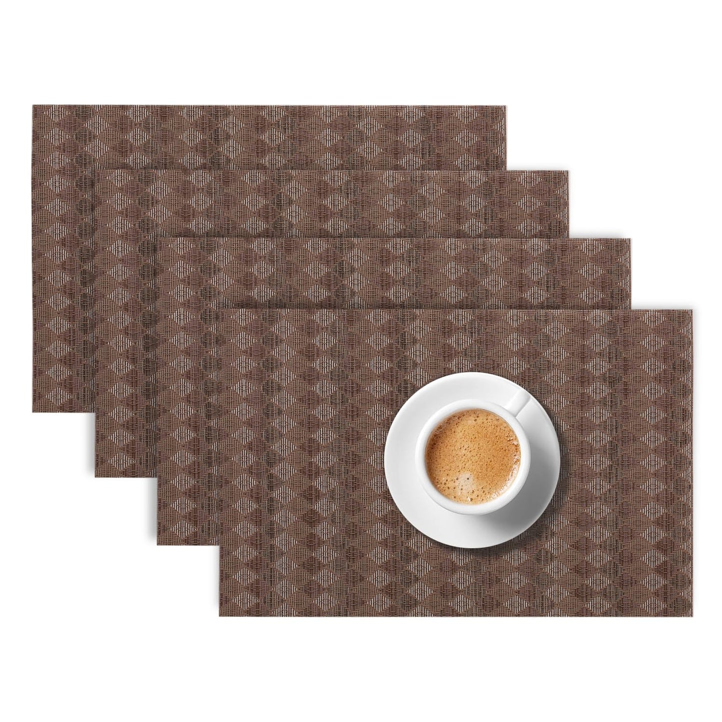 RhombusEcho Washable PVC Mats for Dining Table - Taupe Brown