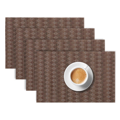 RhombusEcho Washable PVC Mats for Dining Table - Taupe Brown