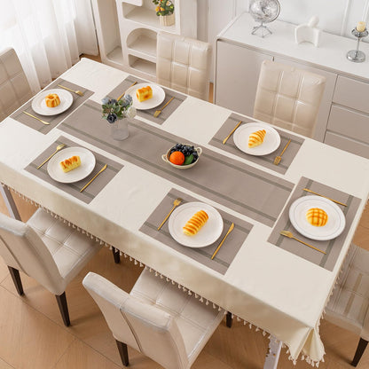 Chevron Stripes PVC Mats for Dining Table - Taupe Brown