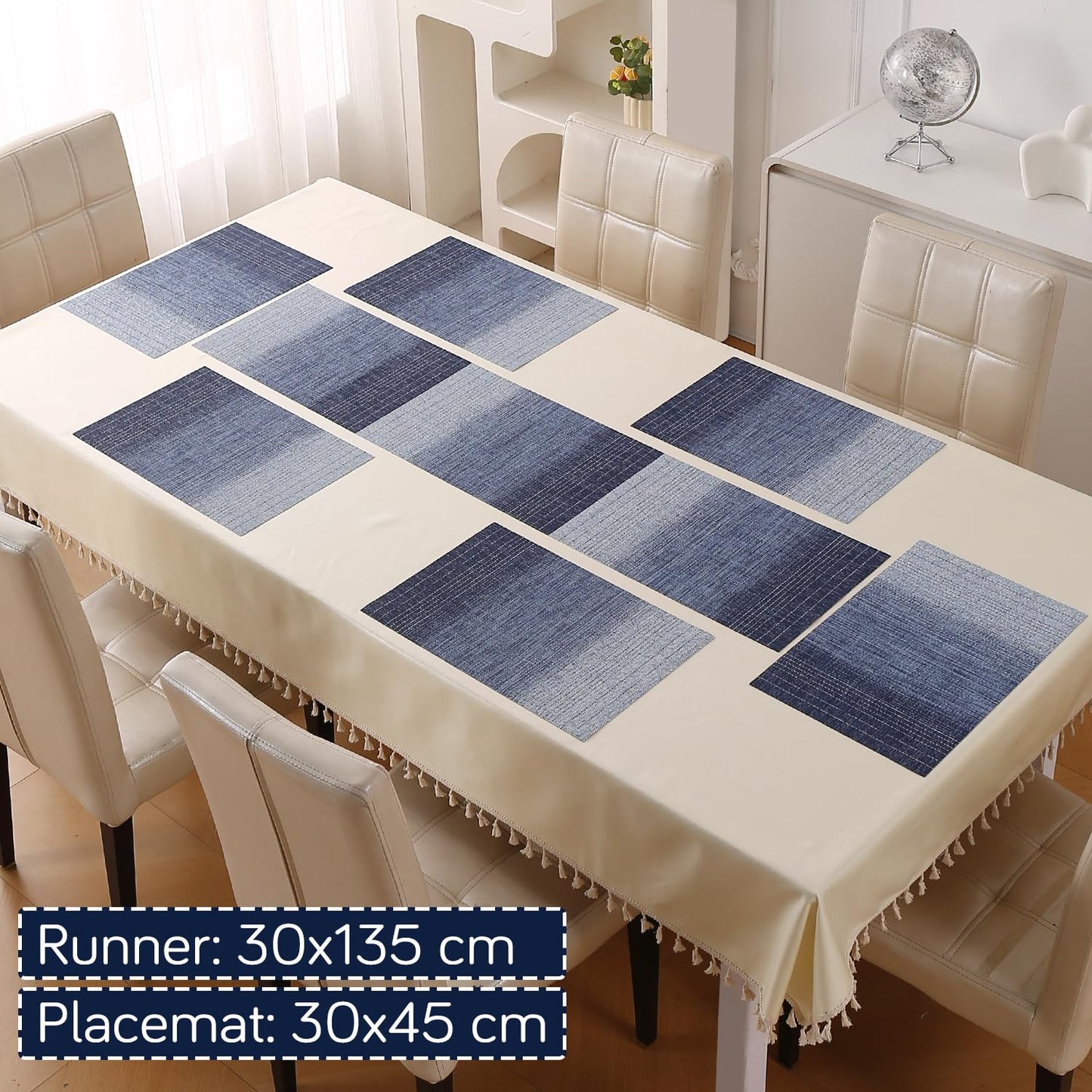 GradientHue PVC Mats for Dining Table - Ocean Hue