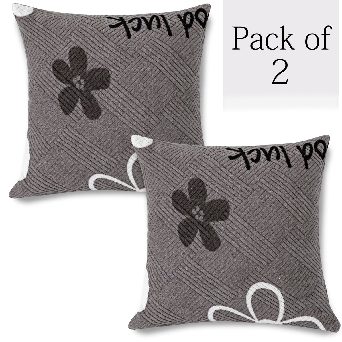 Stretchable Thick Fleece Pack of 2 Cushion Cover 18x18 inch,Moon Grey