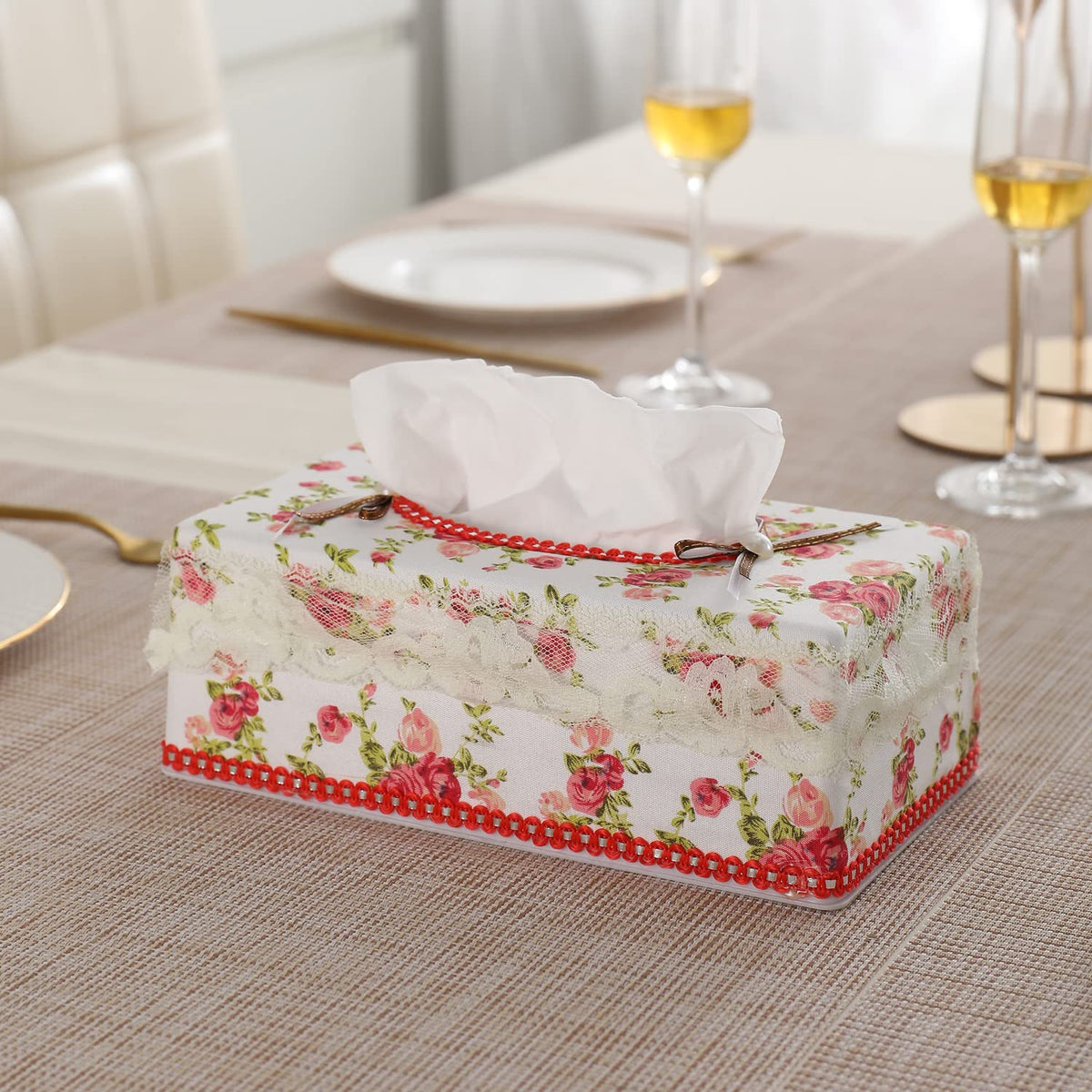 Plastic Tissue Paper Box Holder, Red