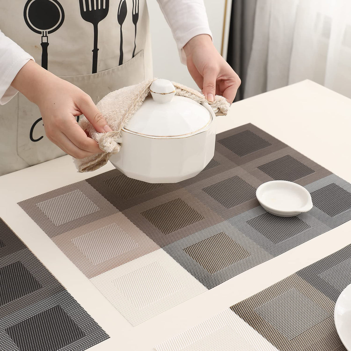 PVC Dining Table Mats, Gradient Brown