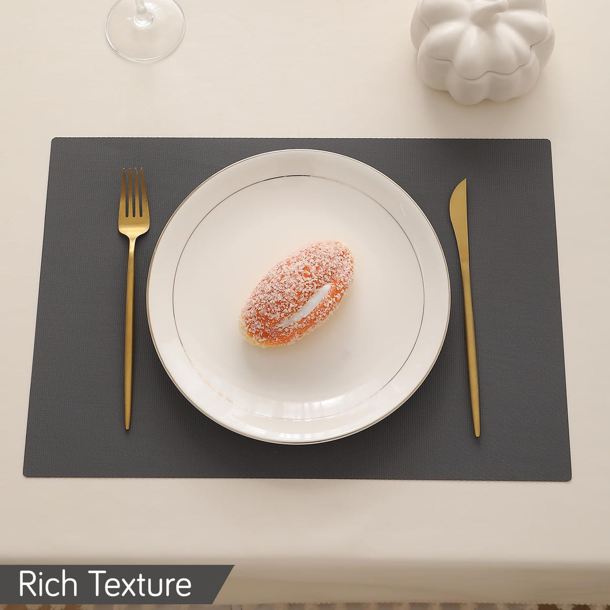 Buy anchor grey rich texture waterproof dining table mat | HOKIPO