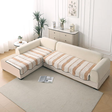 Buy Desert Brown Colour Luxury Wavy L Shape Sofa Cover