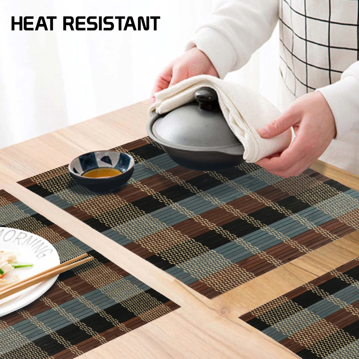 Buy premium Multicolor heat resistant bamboo dining table mat | Hokipo