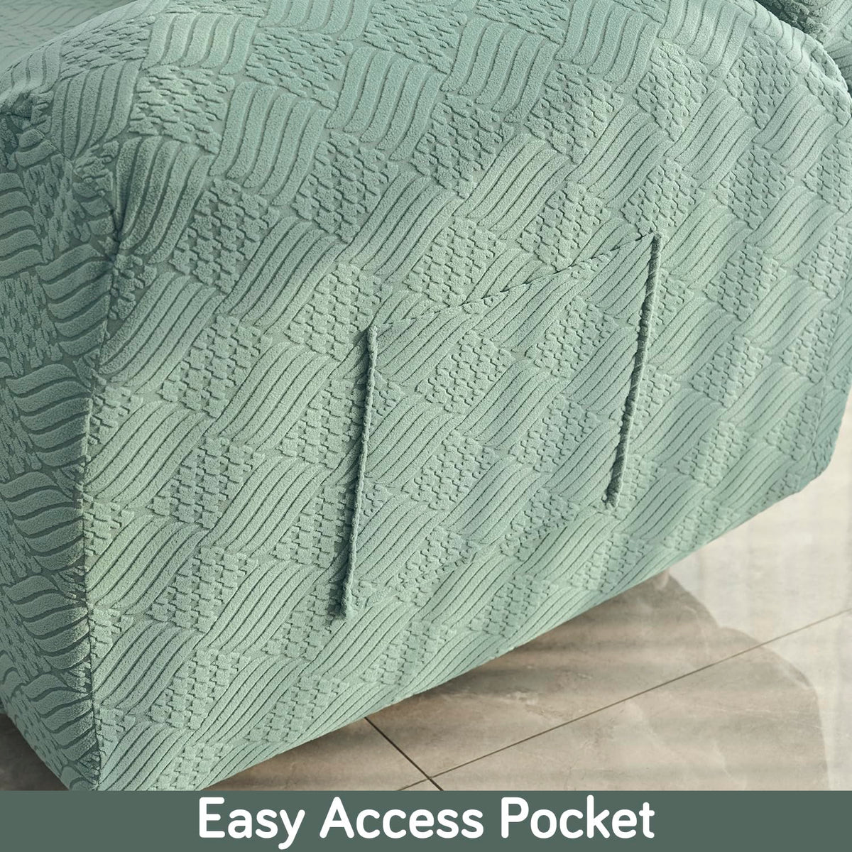 Buy HOKIPO Green colour jacquard recliner sofa cover with pocket