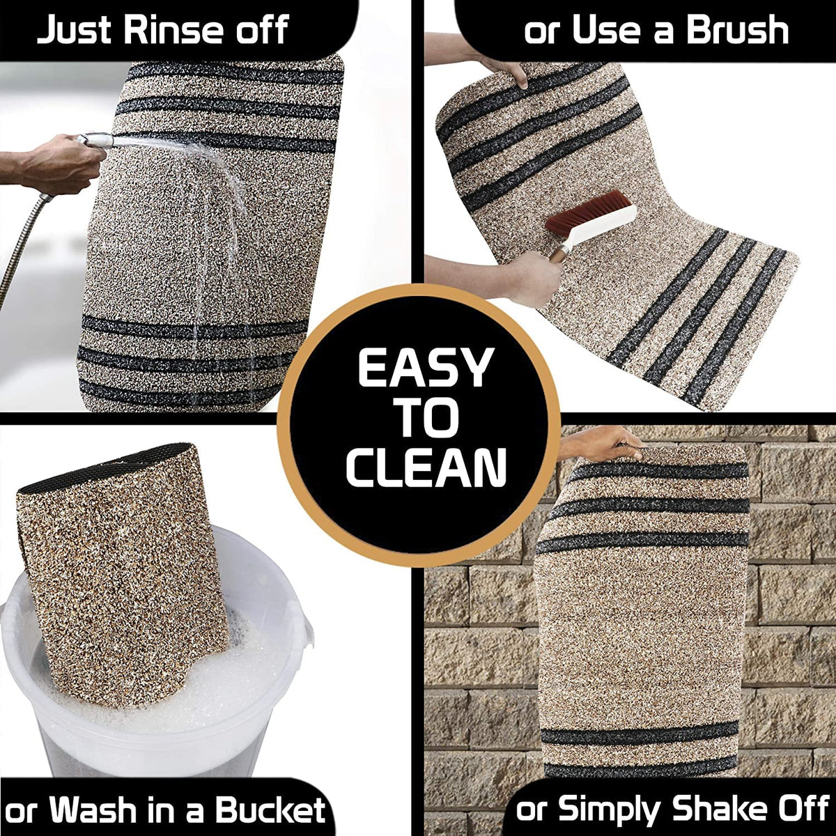 Rubber Back Dirt Trapper Entrance Rectangular Door Mats Big Size, Brown- 48X78 Cm