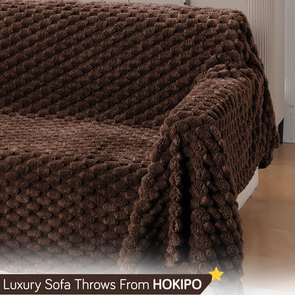 Luxury Rabbit Wool Plush Sofa Fluffy Throw, Dark Chocolate