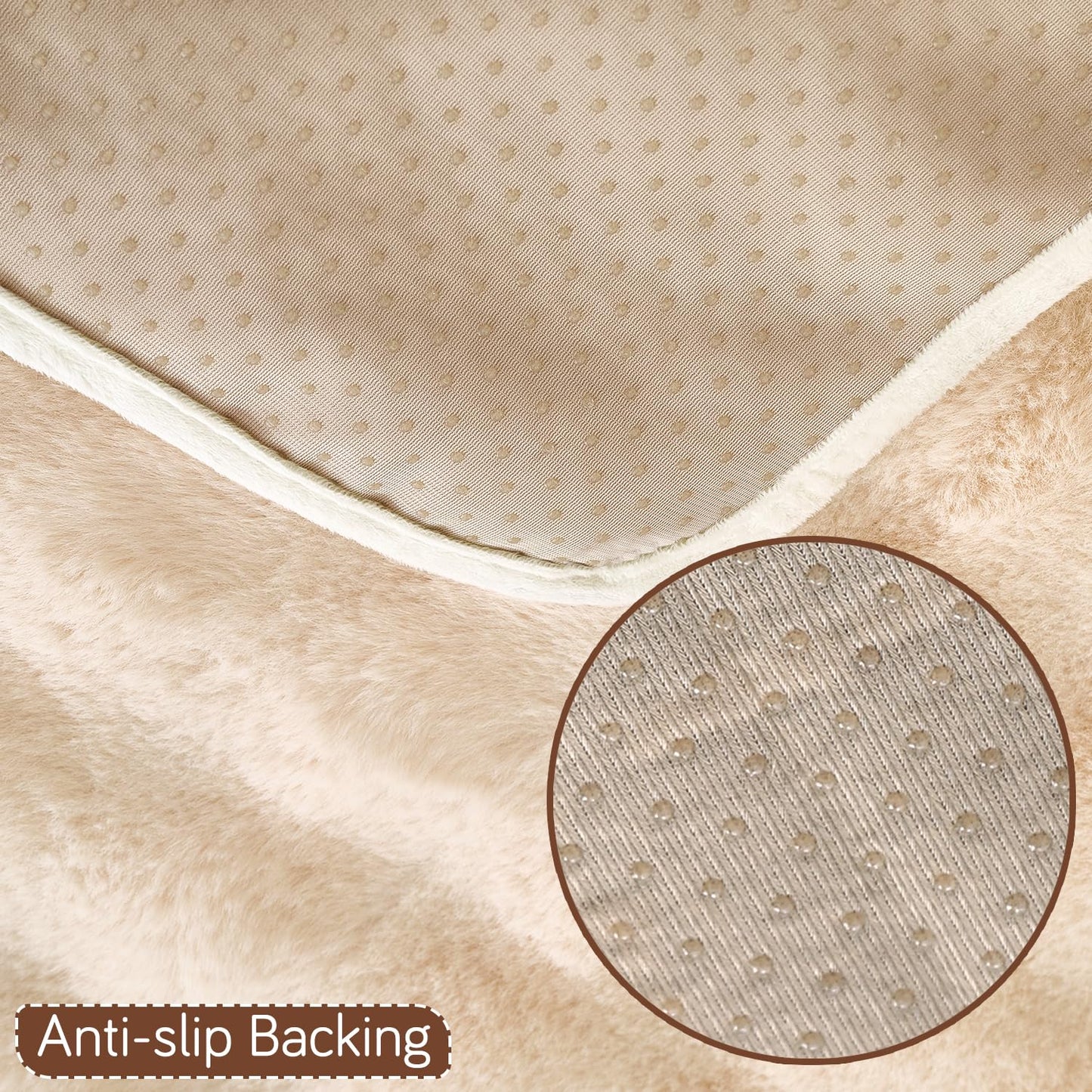 'FurHug' Premium Faux Rabbit Fur Sofa Seat Mats, Beige