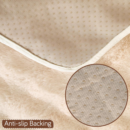 'FurHug' Premium Faux Rabbit Fur Sofa Seat Mats, Beige