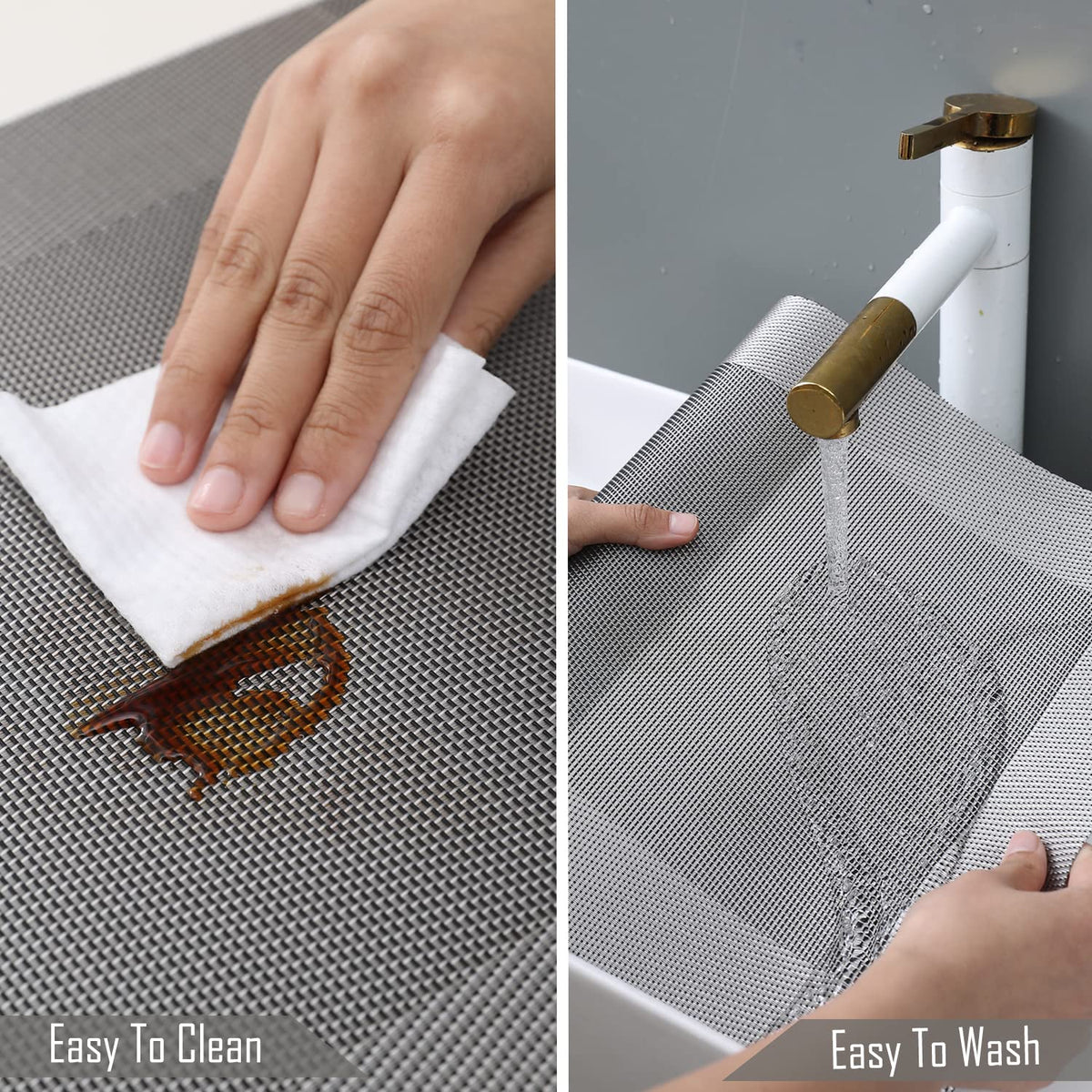 PVC Dining Table Mats, Grey