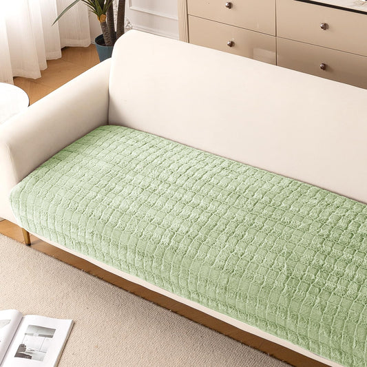 Premium Plush Anti Slip Sofa Cover Mat, Pastel Green