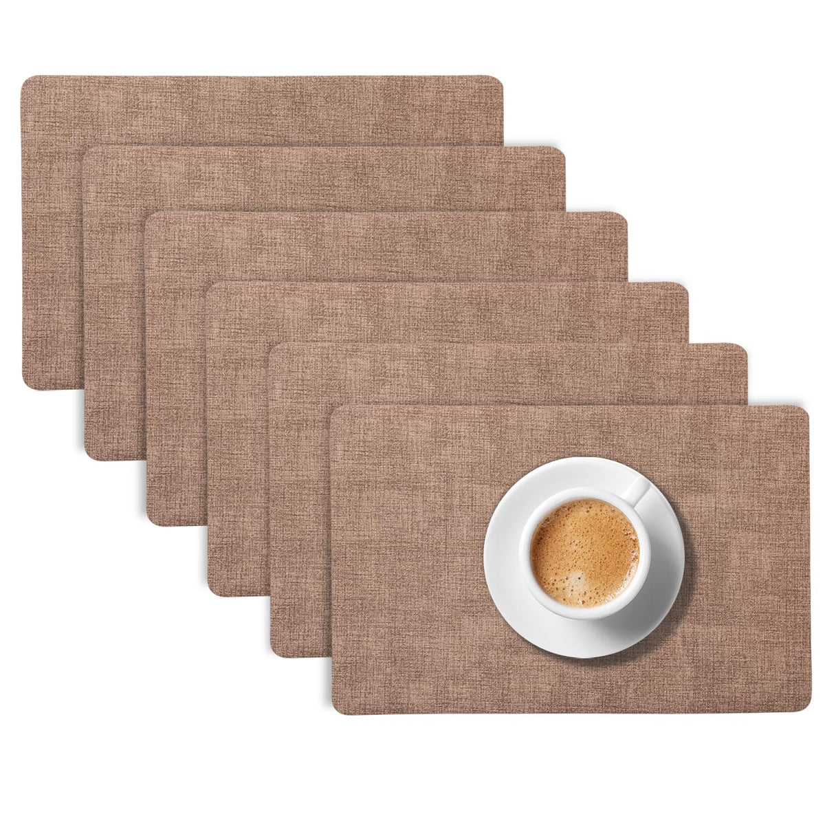 Modern Weaves Royal Luxe Faux Leather Mats for Dining Table - Cocoa Brown