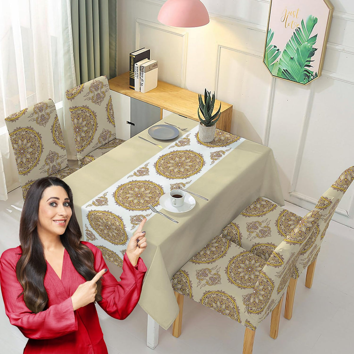 Brown Dining Table Cover with Chair Covers | 4/6 Seater